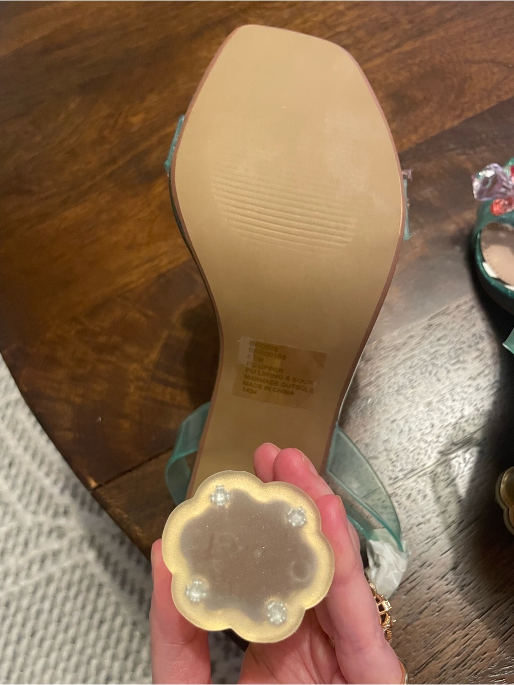 Betsey Johnson Teal “Brodie” clear Ankle-Strap Heels with Crystals, size 6.5 - Picture 9 of 15